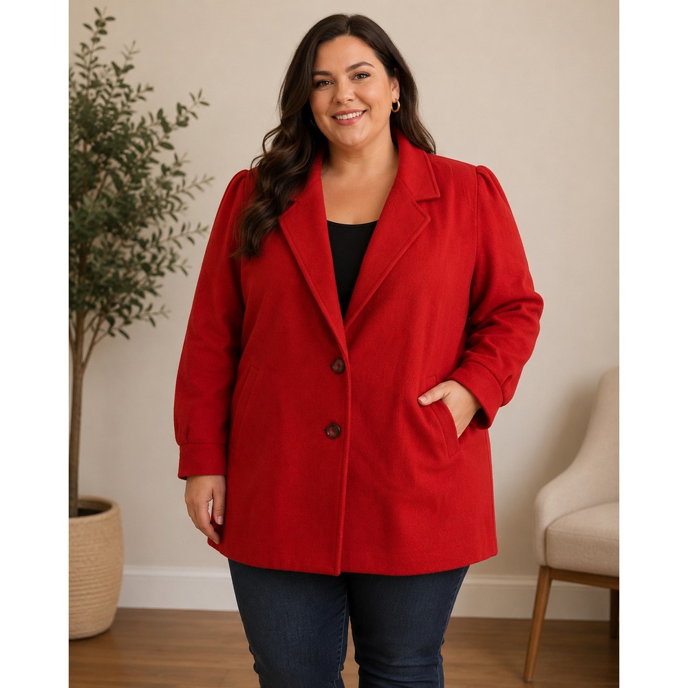 Karizma East Ltd. Vintage Wool Coat Red Lined Extra Button Womens‎ Size 10